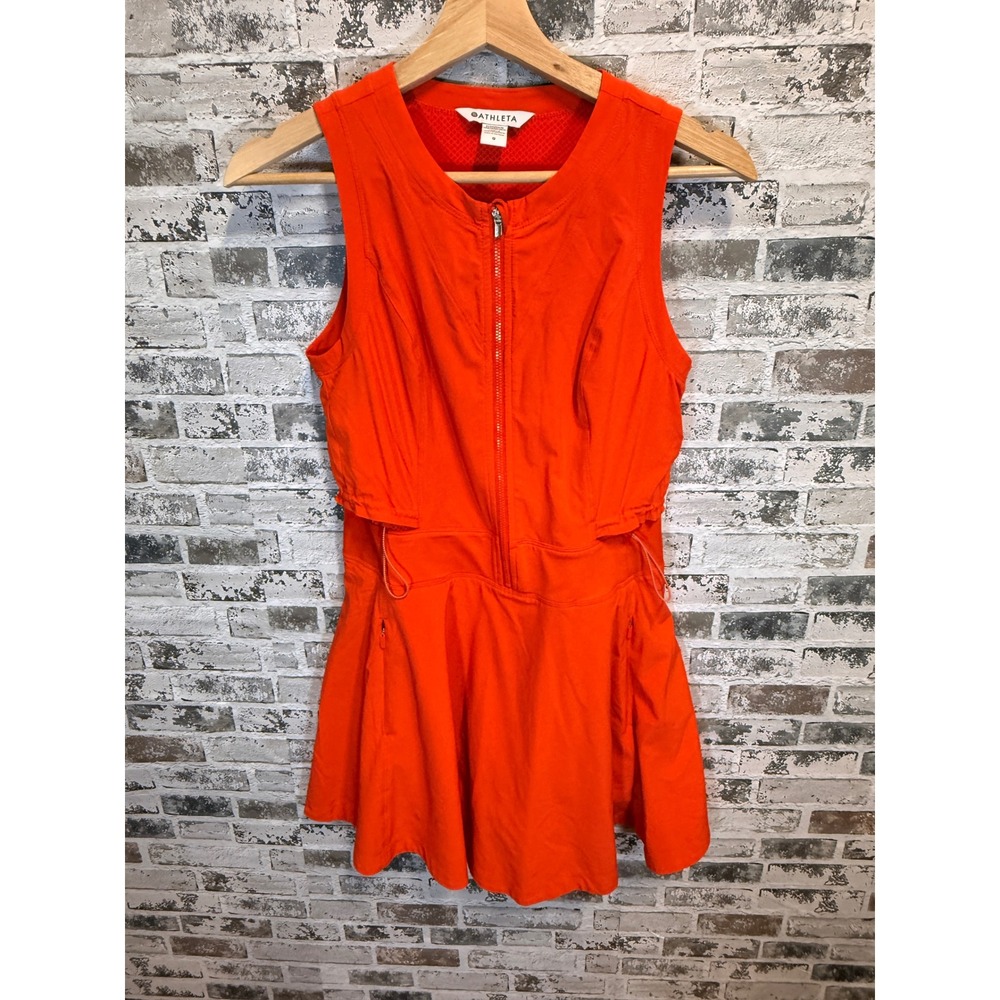 Athleta Active Dress Women 0 Orange Half Zip Adjustable Waist Built-in Shorts